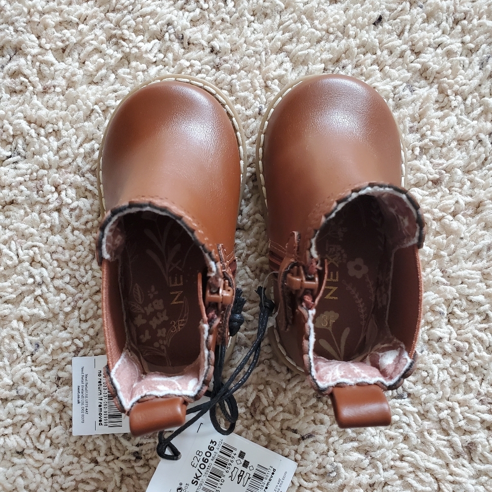 Toddlers Brown Leather-Look Ankle Shoes
